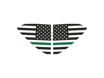 Standard US Flag Window Decals; Matte Dark Gray with Green Stripe (20-25 Corvette C8)