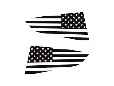 CA Standard USA Flag Quarter Window Decal; Gloss Black (14-19 Corvette C7 Coupe)