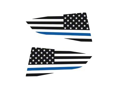 CA USA Flag Quarter Window Decal; Gloss Black with Blue Stripe (14-19 Corvette C7 Coupe)