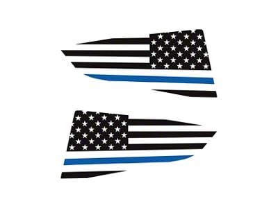 CA USA Flag Quarter Window Decal; Matte Black with Blue Stripe (14-19 Corvette C7 Coupe)