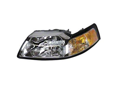 1999 Style Headlight; Chrome Housing; Clear Lens; Driver Side (99-04 Mustang)