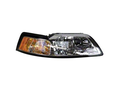 1999 Style Headlight; Chrome Housing; Clear Lens; Passenger Side (99-04 Mustang)