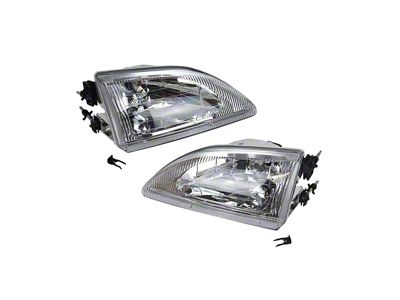 Cobra Style Headlights; Chrome Housing; Clear Lens (94-98 Mustang)