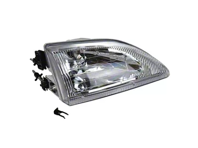 Headlight; Chrome Housing; Clear Lens; Passenger Side (94-98 Mustang Cobra)