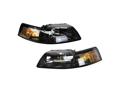 Headlights; Black Housing; Clear Lens (99-04 Mustang)