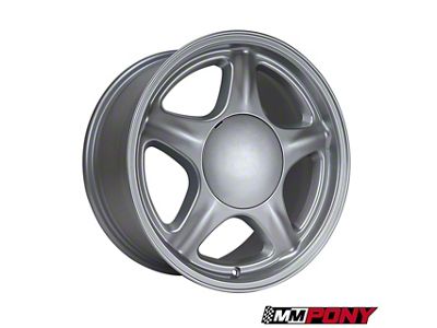 Pony Metallic Silver Wheel; 17x8; 19mm Offset (79-93 Mustang w/ 5-Lug Conversion)