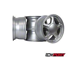 Pony Silver Metallic 4-Wheel Kit; 17x8; 19mm Offset (79-93 Mustang w/ 5-Lug Conversion)