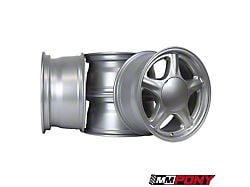 CA Pony Silver Metallic Wheel and Falken Azenis RT615K+ Tire Package; 17-Inch (79-93 Mustang)