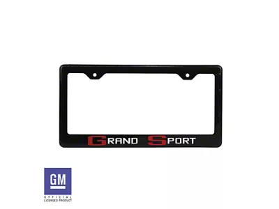 License Plate Frame with Red and White Grand Sport Logo; Carbon Fiber (Universal; Some Adaptation May Be Required)