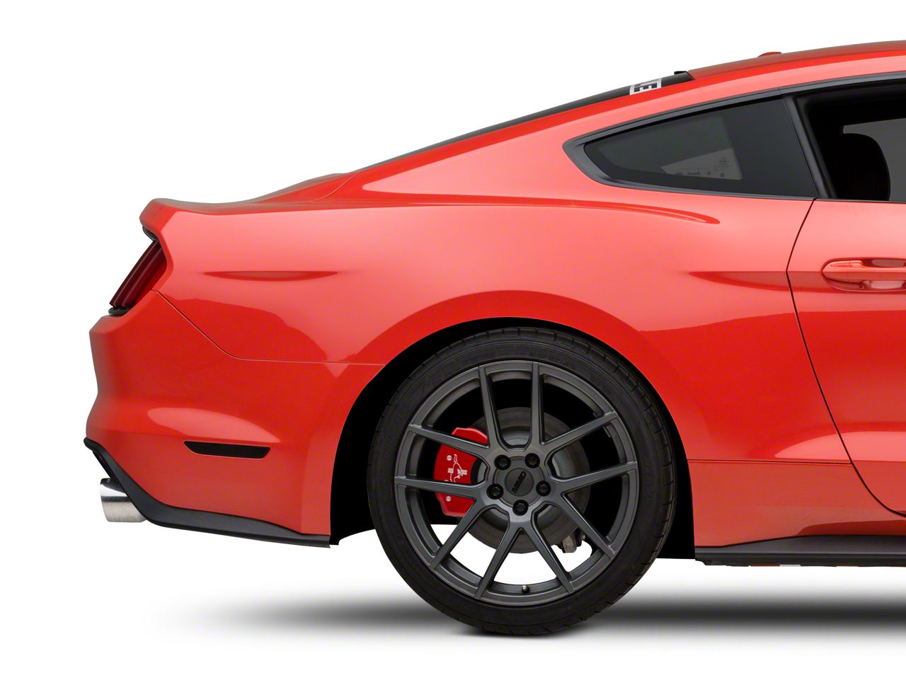 MGP Mustang Red Caliper Covers with Tri-Bar Pony Logo; Front and Rear ...