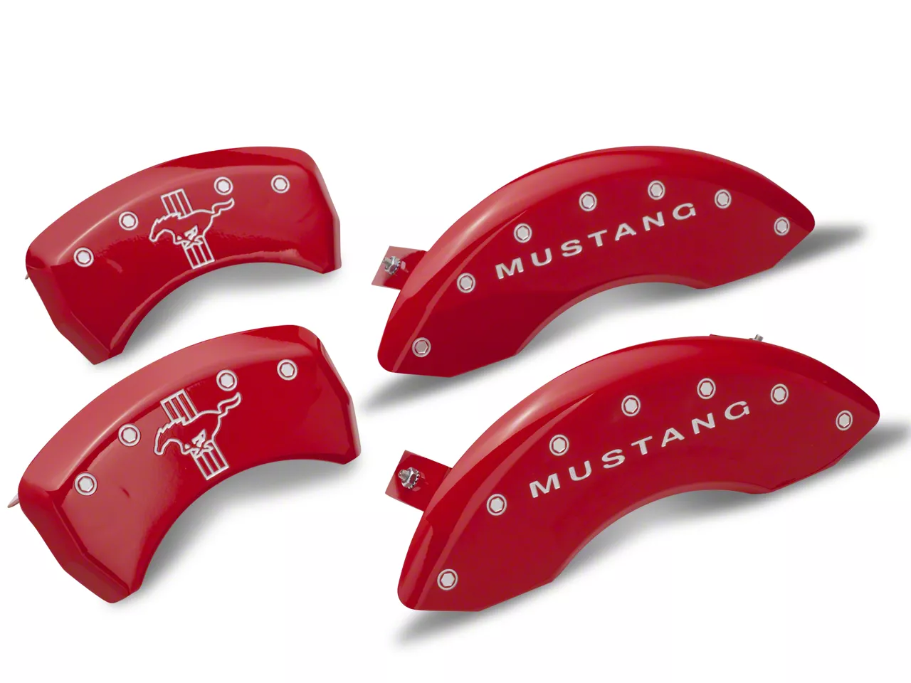 Mgp Mustang Red Caliper Covers With Pony Tri Bar Logo Front And Rear Smb Rd Mustang