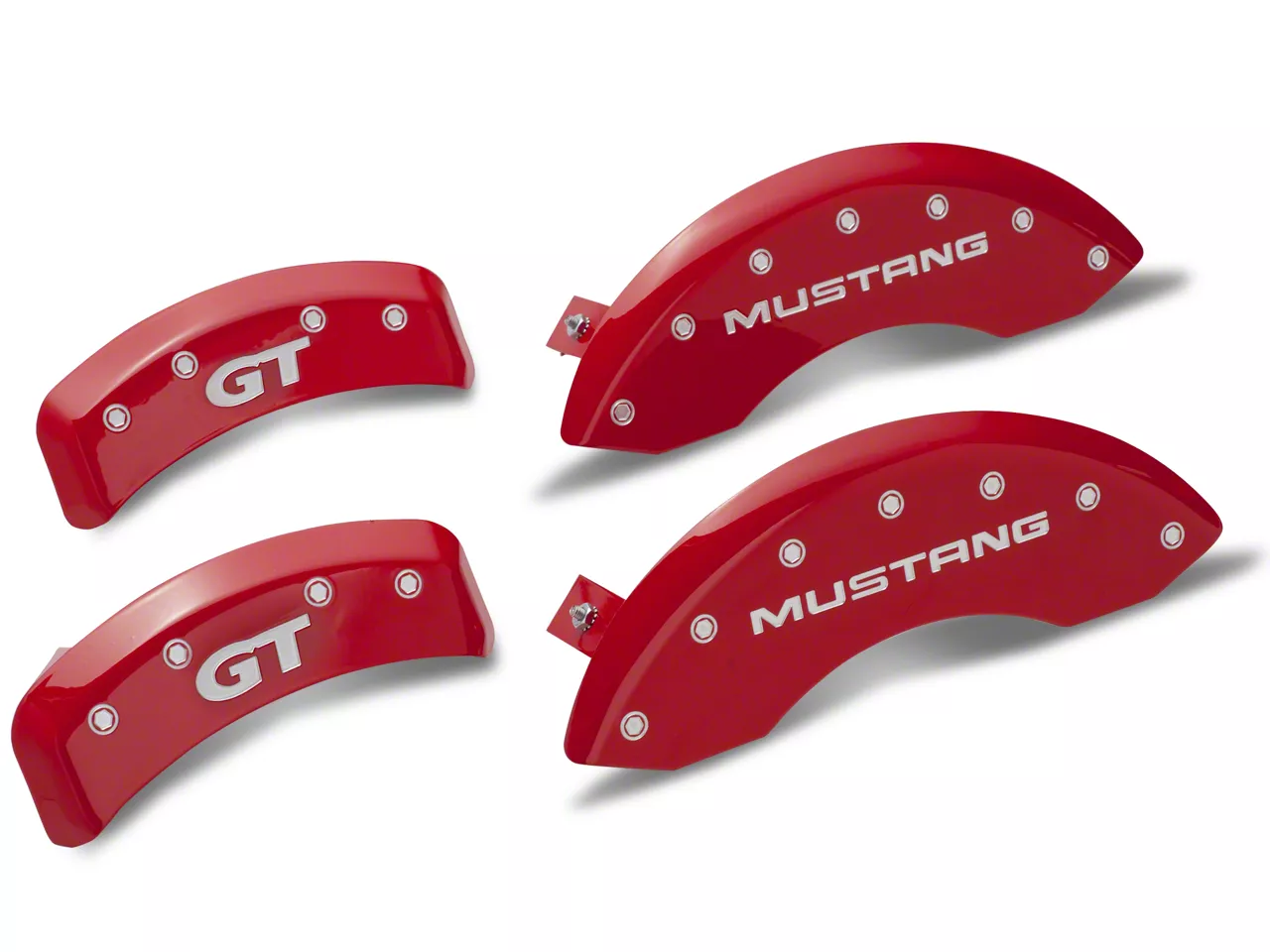 MGP Mustang Red Caliper Covers with GT Logo; Front and Rear