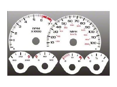 120 HP Gauge Face; White (97-98 3.8L Camaro)