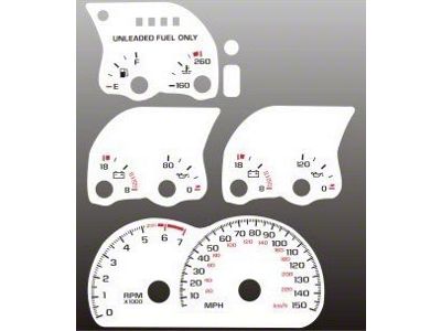 150 HP Gauge Face; White (93-96 5.7L Camaro)