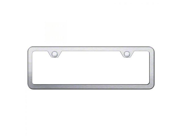 2-Hole Mini Frame License Plate Frame; Brushed Stainless (Universal; Some Adaptation May Be Required)