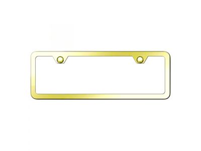 2-Hole Mini Frame License Plate Frame; Gold Stainless (Universal; Some Adaptation May Be Required)