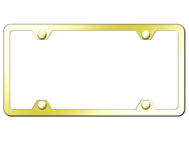 4-Hole Slimline License Plate Frame; Gold Stainless Steel (Universal; Some Adaptation May Be Required)