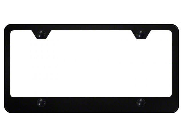 4-Hole Wide Bottom License Plate Frame; Black Powder-Coated Stainless (Universal; Some Adaptation May Be Required)