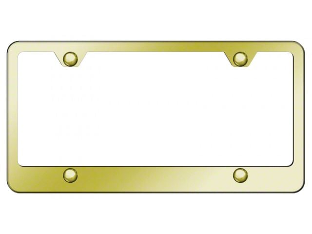 4-Hole Wide Bottom License Plate Frame; Gold Stainless (Universal; Some Adaptation May Be Required)