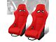 4-Point Woven Fabric Position Racing Bucket Seats with Seat Sliders; Red (Universal; Some Adaptation May Be Required)