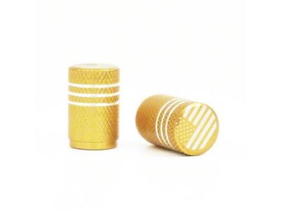 Aluminum Valve Stem Cap with Flag; Gold (Universal; Some Adaptation May Be Required)