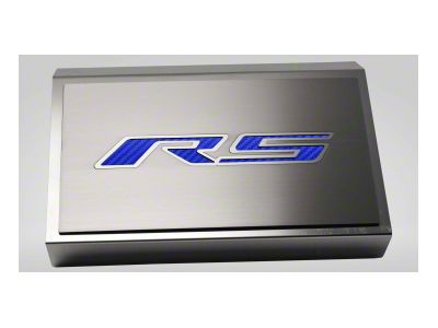 Brushed Fuse Box Cover with RS Top Plate; Blue Carbon Fiber (16-24 Camaro LT w/ RS Package)