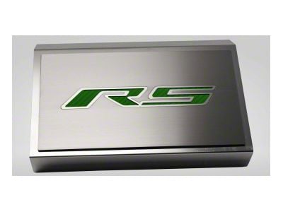 Brushed Fuse Box Cover with RS Top Plate; Green Carbon Fiber (16-24 Camaro LT w/ RS Package)