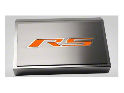 Brushed Fuse Box Cover with RS Top Plate; Orange Carbon Fiber (16-24 Camaro LT w/ RS Package)