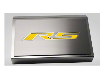 Brushed Fuse Box Cover with RS Top Plate; Yellow Carbon Fiber (16-24 Camaro LT w/ RS Package)