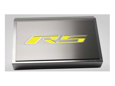 Brushed Fuse Box Cover with RS Top Plate; Yellow Solid (16-24 Camaro LT w/ RS Package)