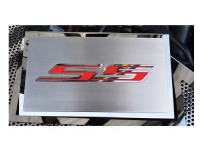 Brushed Fuse Box Cover with SS Top Plate; Bright Red Solid (16-24 Camaro SS)