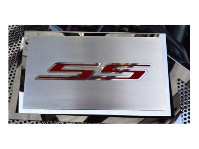 Brushed Fuse Box Cover with SS Top Plate; Garnet Red (16-24 Camaro SS)