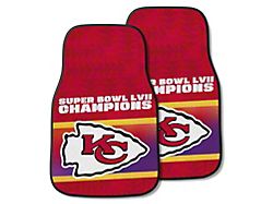 Carpet Front Floor Mats with Kansas City Chiefs Super Bowl LVII Logo; Red (Universal; Some Adaptation May Be Required)