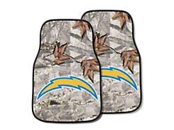 Carpet Front Floor Mats with Los Angeles Chargers Logo; Camo (Universal; Some Adaptation May Be Required)