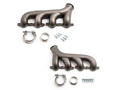 Cast Iron Exhaust Manifolds with V-Band Clamps; Raw (10-12 6.2L Camaro)