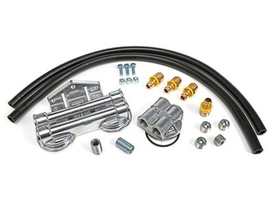 Double Oil Filter Relocation Kit with 90-Degree Bypass; 18mm x 1.50 Threads (93-02 V6 Camaro)