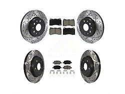 Drilled and Slotted Brake Rotor and Ceramic Pad Kit; Front and Rear (16-24 Camaro LS & LT w/ 4-Piston Front Calipers; 20-24 Camaro LT1)