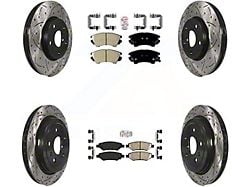 Drilled and Slotted Brake Rotor and Semi-Metallic Pad Kit; Front and Rear (10-15 Camaro LS, LT)