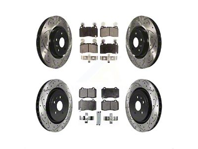 Drilled and Slotted Brake Rotor and Semi-Metallic Pad Kit; Front and Rear (10-15 Camaro SS)