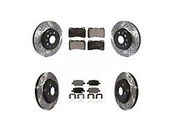 Drilled and Slotted Brake Rotor and Semi-Metallic Pad Kit; Front and Rear (16-24 Camaro LS & LT w/ 4-Piston Front Calipers; 20-24 Camaro LT1)