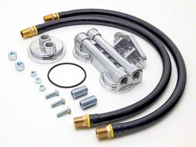 Dual Remote Oil Filter Relocation Kit; 18mm x 1.50 Threads (93-02 V6 Camaro)