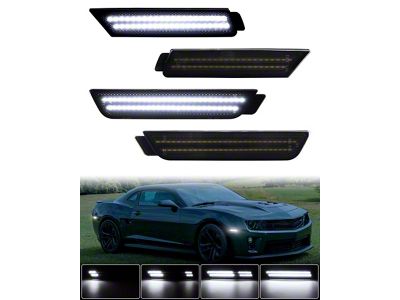 Dynamic LED Side Markers; Blue; White (10-15 Camaro)