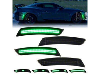 Dynamic LED Side Markers; Green; Smoked (16-24 Camaro)