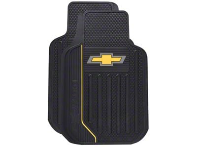 Elite Series Front Floor Mats with Gold Bowtie Logo; Black (Universal; Some Adaptation May Be Required)