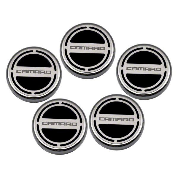 Camaro Engine Caps With Camaro Logo; Black Solid (10-15 V6 Camaro 