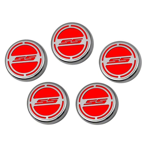 Camaro Engine Caps with SS Logo; Bright Red (10-15 Camaro SS w ...