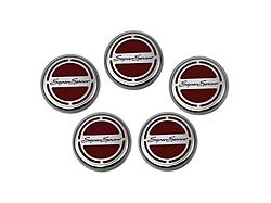 Engine Caps with Super Sport Logo; Garnet Red (10-15 Camaro SS w/ Automatic Transmission)