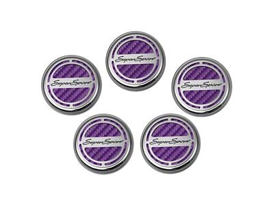 Engine Caps with Super Sport Logo; Purple Carbon Fiber (10-15 Camaro SS w/ Automatic Transmission)