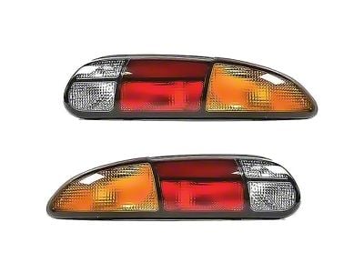 Export Style Tail Lights; Chrome Housing; Amber/Red/Clear Lens (93-02 Camaro)