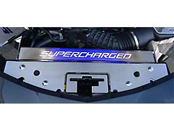 Illuminated Front Header Plate with Supercharged Lettering; Polished (16-24 V6, V8 Camaro)